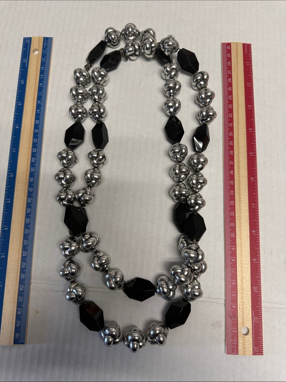 Elegant Black and Silver Beaded Women's Necklace